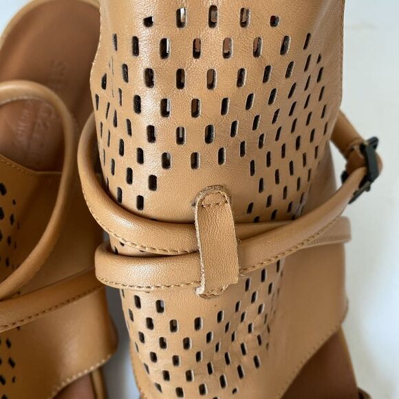 Sundance Tan Leather Heeled Gianna Sandals sz 8.5 Boho Coastal Cowgirl - Picture 5 of 10